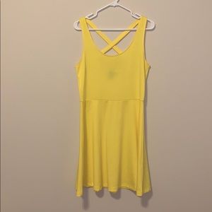 Yellow H&M midi dress with criss cross back straps